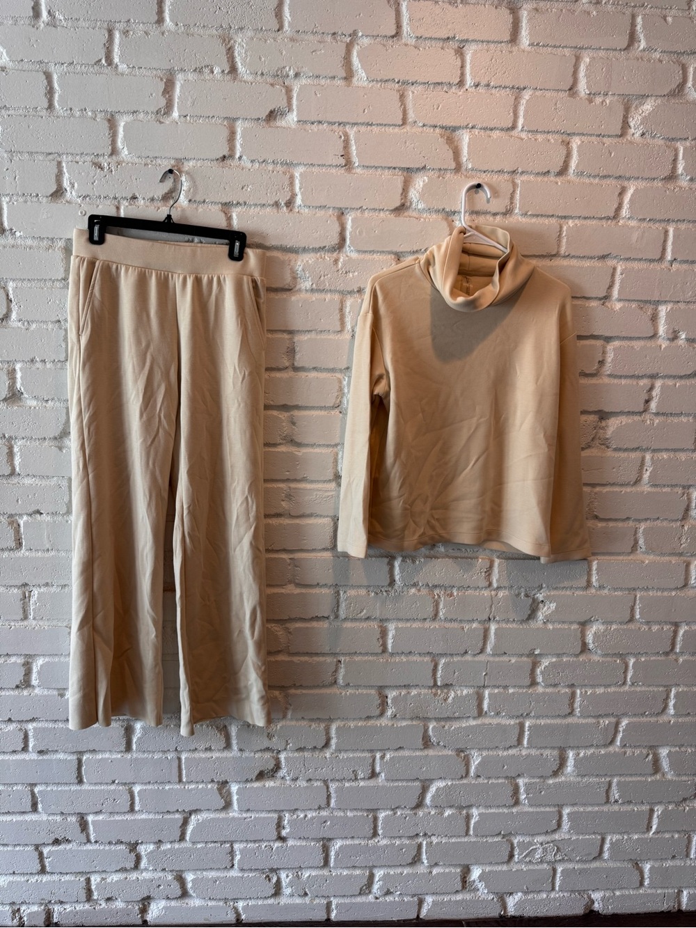 OV Wide-Leg Pants & Turtleneck Top Set - Neutral Lounge Set